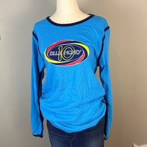 Y2K Blue Honey Long Sleeve Tee Preppy Retro Baby Tee Vintage Women's Size Medium